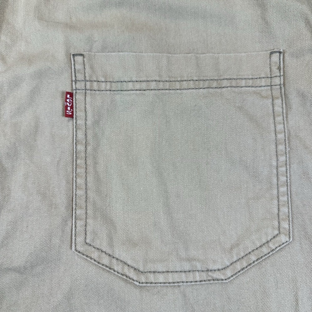 VTG 1995 Levis Denim Shirt Metal Button Long Sleeve Grunge XL RARE Golden Yellow - Picture 3 of 8